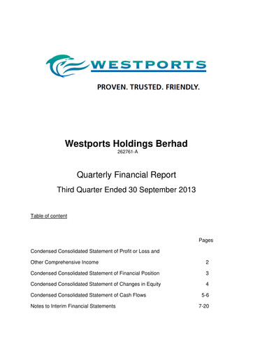 Thumbnail Westports Quarterly Report 2013-q3