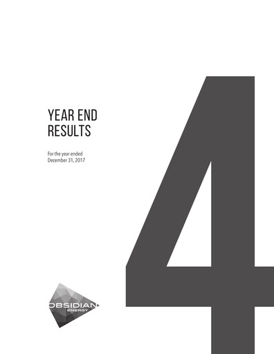 Vorschaubild Obsidian Energy Finanzmitteilung 2017
