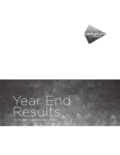 Vorschaubild Obsidian Energy Finanzmitteilung 2019