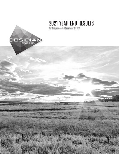 Vorschaubild Obsidian Energy Finanzmitteilung 2021