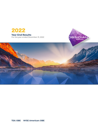 Vorschaubild Obsidian Energy Finanzmitteilung 2022