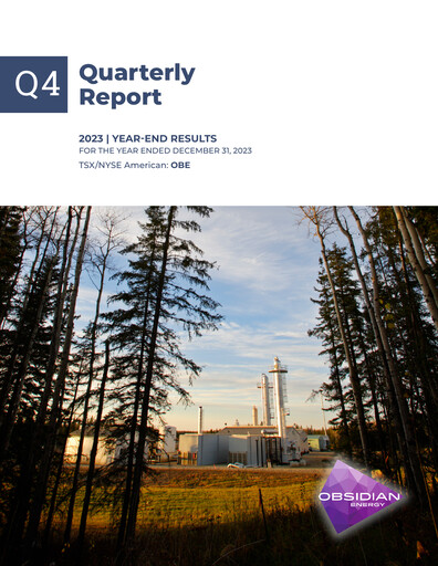 Vorschaubild Obsidian Energy Finanzmitteilung 2023