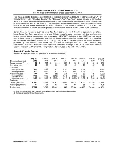 Vorschaubild Obsidian Energy Quartalsbericht 2018-q3