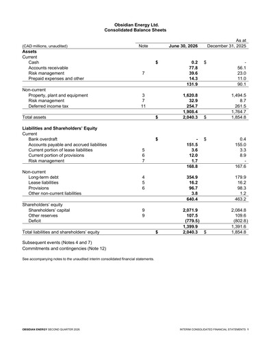 Thumbnail Obsidian Energy Quarterly Report 2026-q2