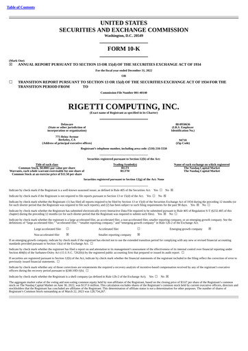 Miniature Rigetti Computing Rapport annuel 2022