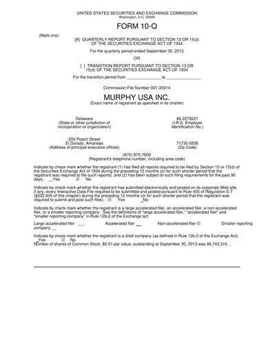 Thumbnail Murphy USA
 Quarterly Report 2013-q3