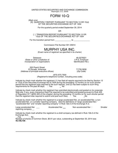 Thumbnail Murphy USA
 Quarterly Report 2014-q3