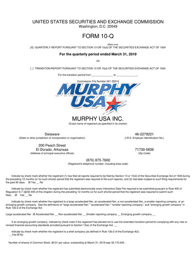Thumbnail Murphy USA
 Quarterly Report 2019-q1
