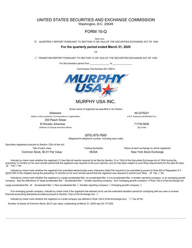 Thumbnail Murphy USA
 Quarterly Report 2020-q1