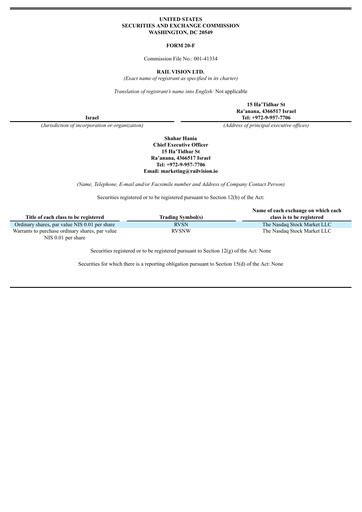 Thumbnail Rail Vision Annual Report 2021