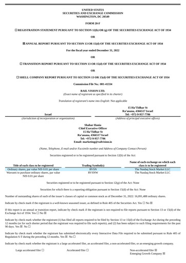 Thumbnail Rail Vision Annual Report 2022