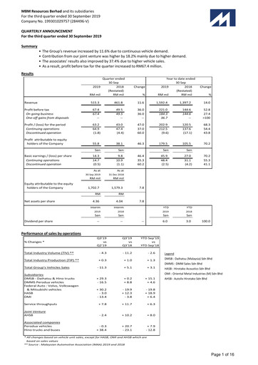 Thumbnail MBM Resources Quarterly Report 2019-q3