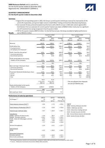Thumbnail MBM Resources Quarterly Report 2022-q4