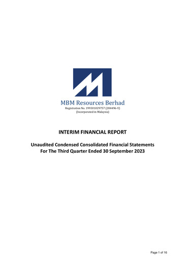 Thumbnail MBM Resources Quarterly Report 2023-q3