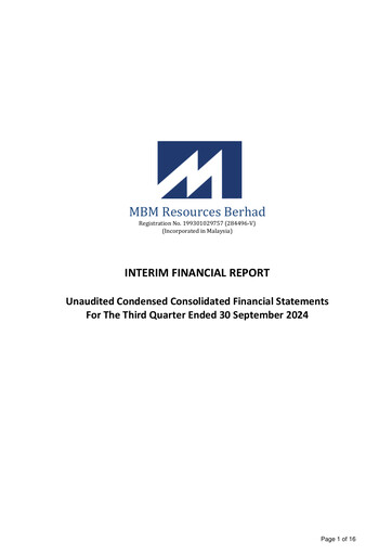 Thumbnail MBM Resources Quarterly Report 2024-q3
