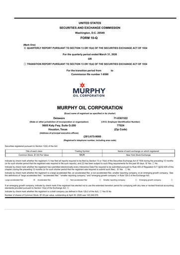 Thumbnail Murphy Oil
 Quarterly Report 2026-q1