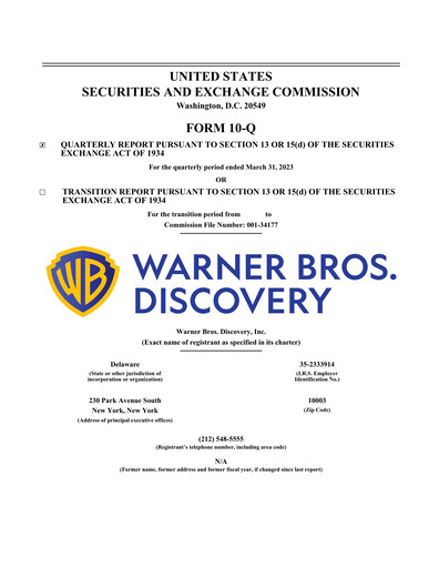 Thumbnail Warner Bros. Discovery Quarterly Report 2023-q1