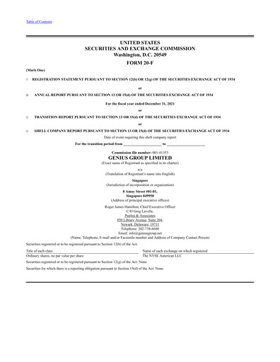 Thumbnail Genius Group Annual Report 2021