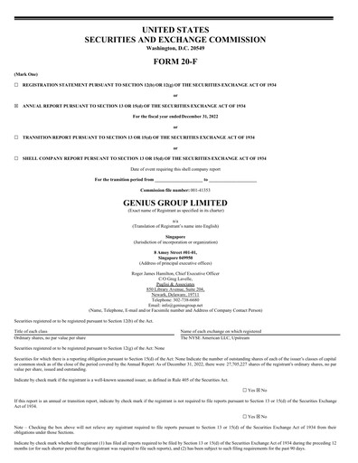 Thumbnail Genius Group Annual Report 2022