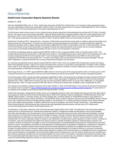 Thumbnail HF Sinclair Quarterly Report 2018-q3