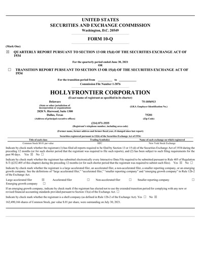 Thumbnail HF Sinclair Quarterly Report 2021-q2