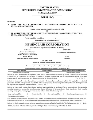 Thumbnail HF Sinclair Quarterly Report 2024-q3