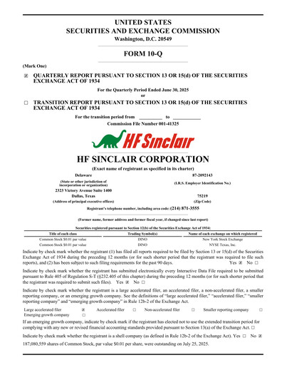 Thumbnail HF Sinclair Quarterly Report 2025-q2