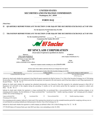 Thumbnail HF Sinclair Quarterly Report 2026-q2