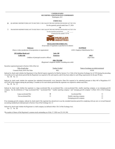 Thumbnail Mueller Industries
 Quarterly Report 2026-q2