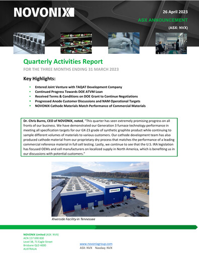 Thumbnail NOVONIX Quarterly Report 2023-q1