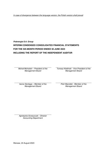 Thumbnail Polenergia Half-year Report 2023-h1