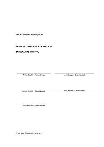 Vorschaubild Polenergia Quartalsbericht 2020-q3