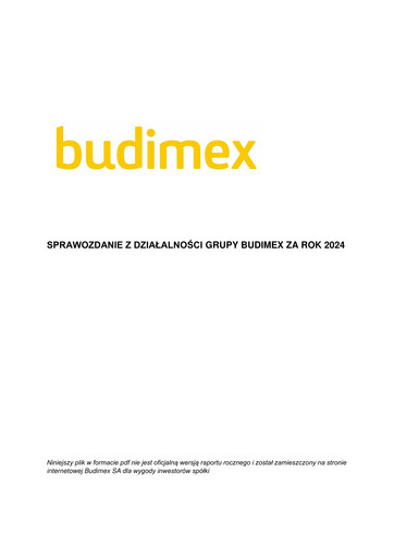 Miniature Budimex Rapport financier 2024