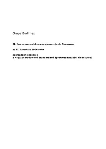 Thumbnail Budimex Quarterly Report 2006-q3