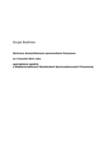 Thumbnail Budimex Quarterly Report 2011-q1