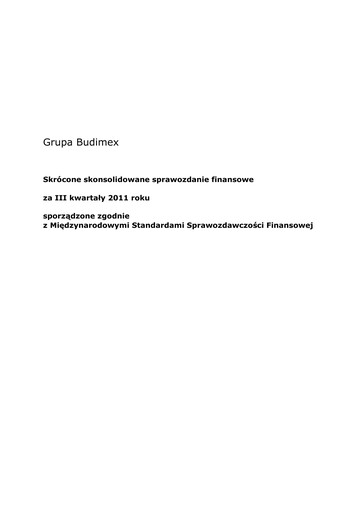 Thumbnail Budimex Quarterly Report 2011-q3
