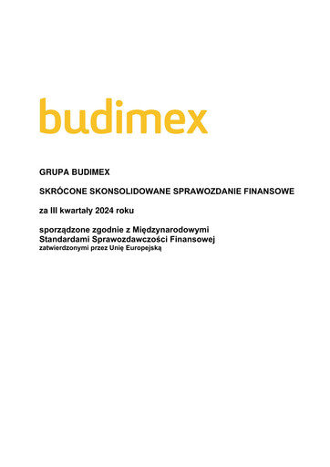 Thumbnail Budimex Quarterly Report 2024-q3