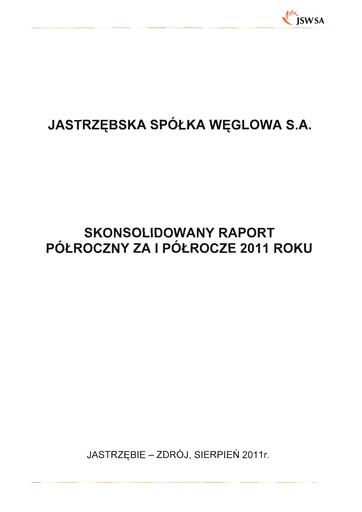 Thumbnail Jastrzebska Spólka Weglowa Half-year Report 2011-h1