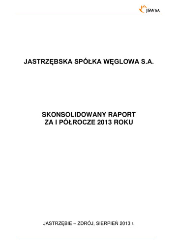 Thumbnail Jastrzebska Spólka Weglowa Half-year Report 2013-h1