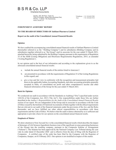Vorschaubild Jubilant Pharmova Finanzmitteilung 2020-2021