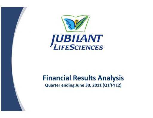 Thumbnail Jubilant Pharmova Quarterly Report 2012-q1