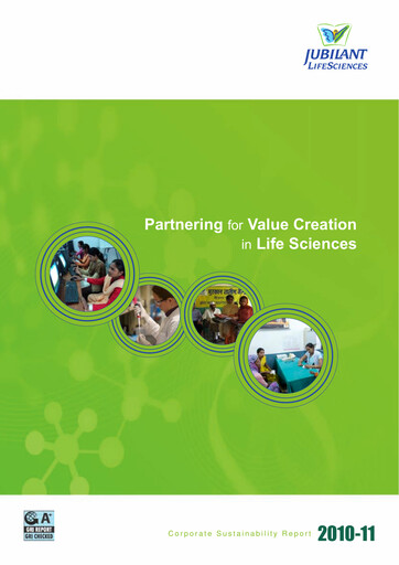 Miniature Jubilant Pharmova Rapport de durabilité 2010-2011