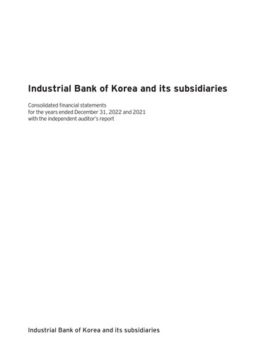 Thumbnail Industrial Bank of Korea (IBK) Financial Statement 2022