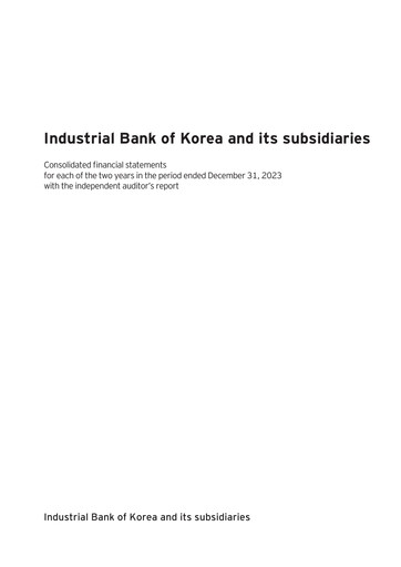 Thumbnail Industrial Bank of Korea (IBK) Financial Statement 2023