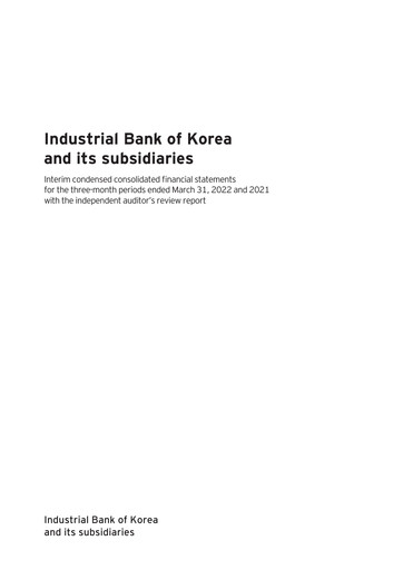 Thumbnail Industrial Bank of Korea (IBK) Quarterly Report 2022-q1