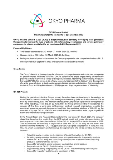 Miniature OKYO Pharma Rapport semestriel 2021-h1