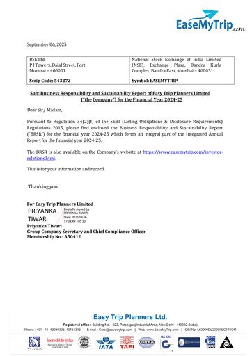 Thumbnail EaseMyTrip ESG Report 2024-2025