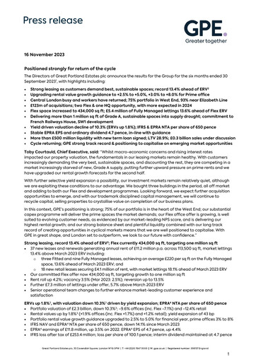 Thumbnail Great Portland Estates Half-year Report 2023-h1