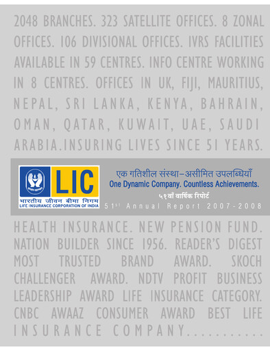 Thumbnail Life Insurance Corporation of India (LIC) Annual Report 2007-2008