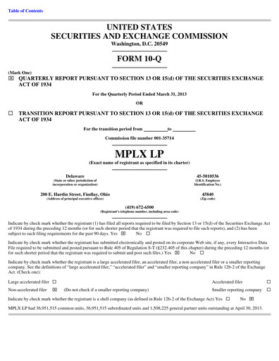 Thumbnail MPLX Quarterly Report 2013-q1